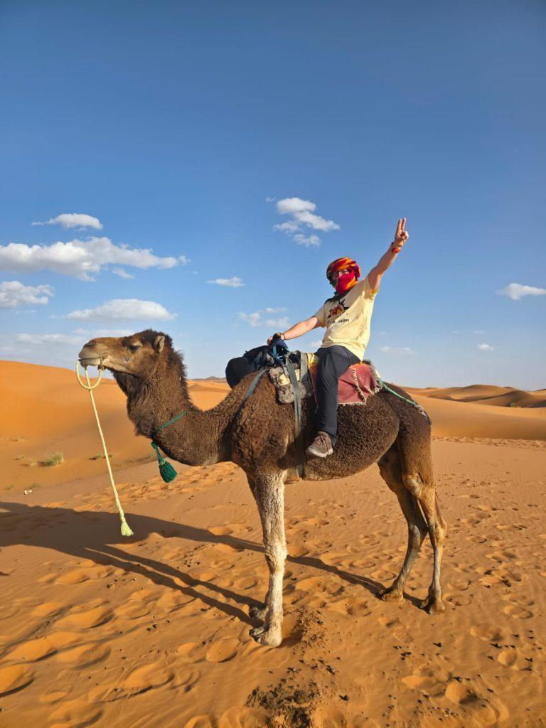 David on a camel in Erg Chebbi dunes