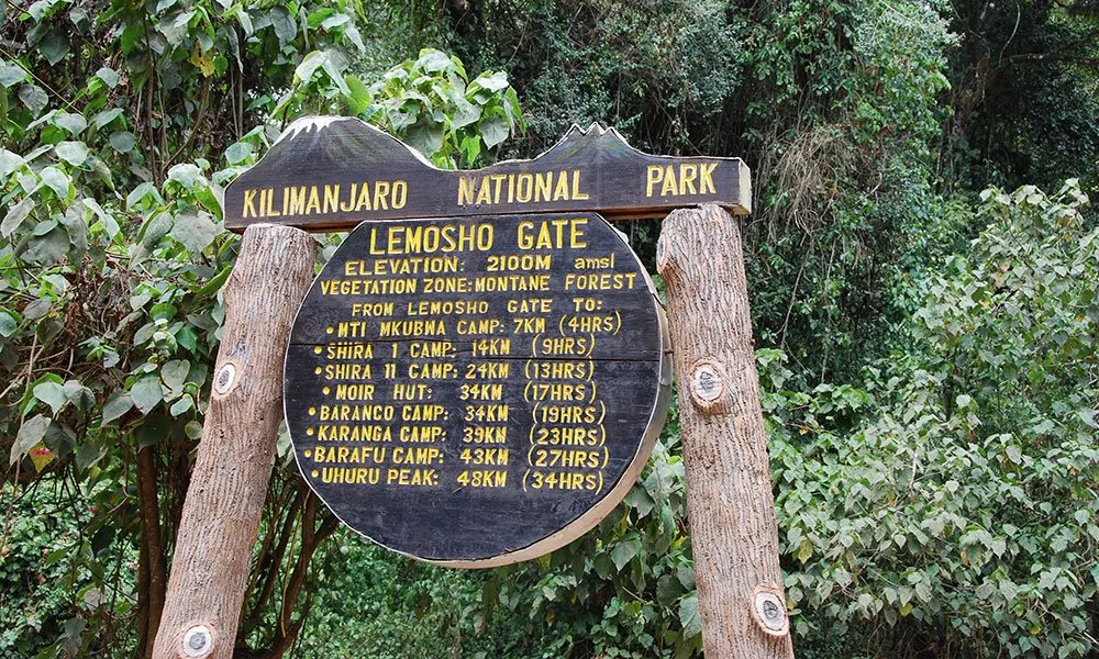 Lemosho Gate sign Kilimanjaro - Malaika Travel